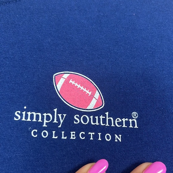 Simply Southern Collection T-Shirt Women Small Navy Long Sleeve 100% Cotton - Picture 4 of 7
